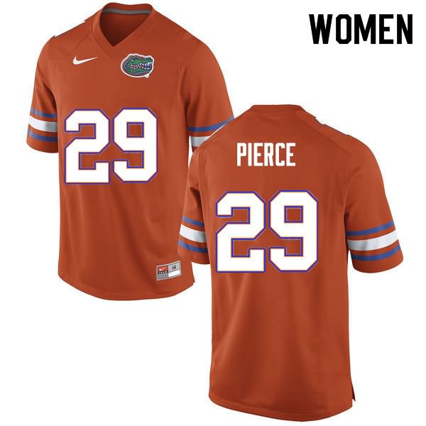 Women's NCAA Florida Gators Dameon Pierce #29 Stitched Authentic Nike Orange College Football Jersey QFI4765ZT